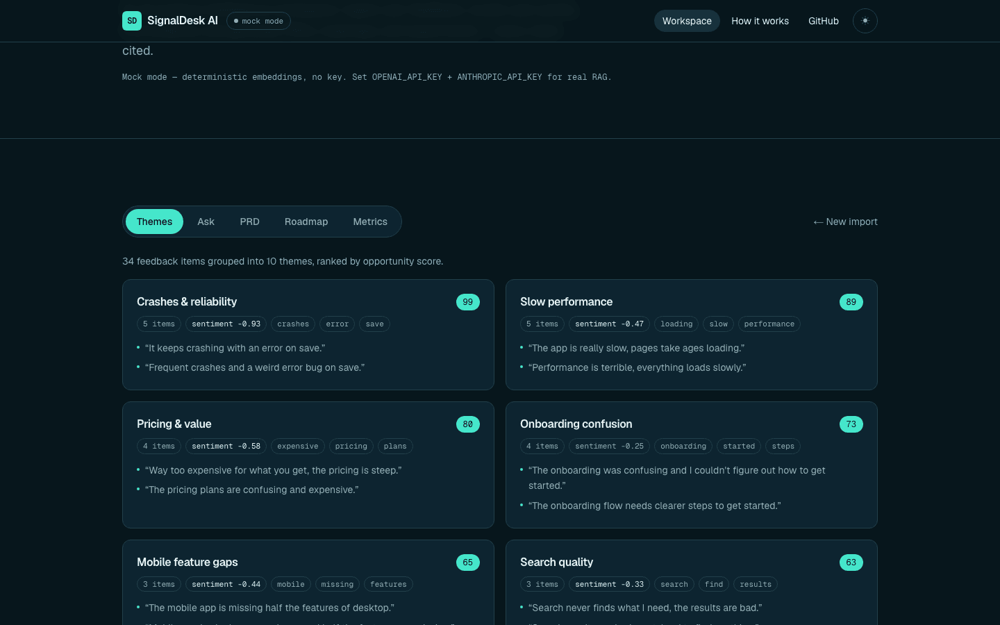 SignalDesk AI screen